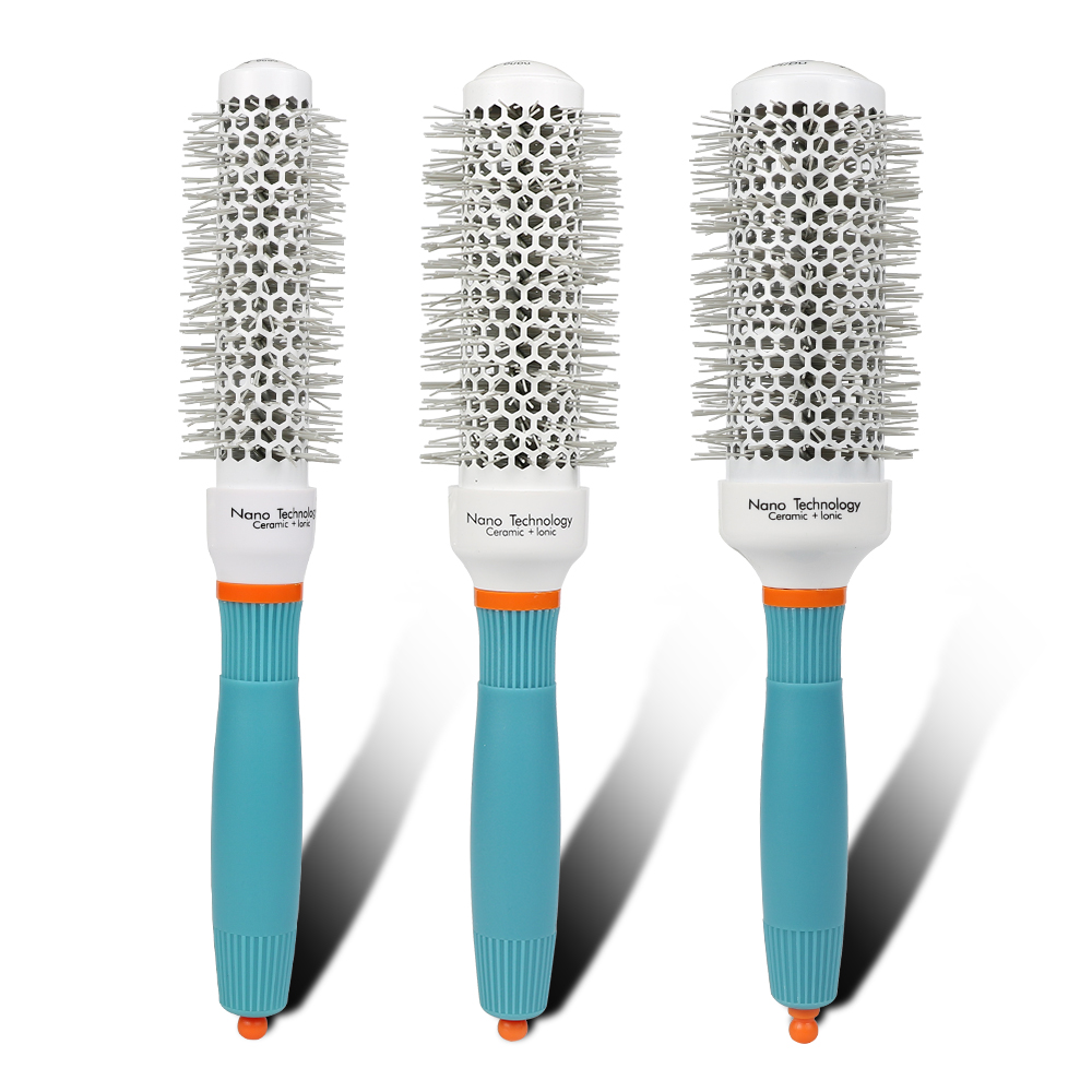 5 sizes blue and white customized logo color ceramic round hair brush 